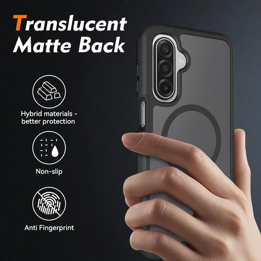 Samsung A17 / A16 / A26 Hoesje Full Protect 360° Cover MagSafe Matte Zwart afbeelding 2