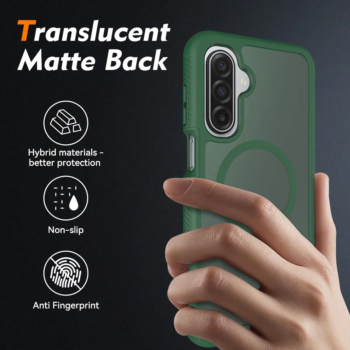 Samsung A17 / A16 / A26 Hoesje Full Protect 360° Cover MagSafe Matte Groen afbeelding 2