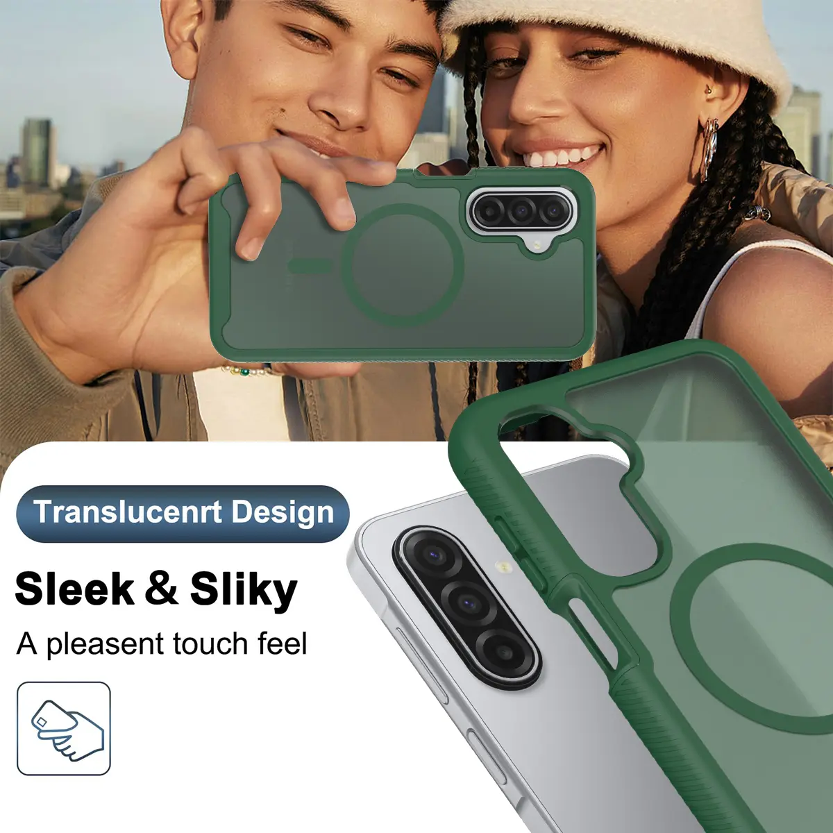 Samsung A17 / A16 / A26 Hoesje Full Protect 360° Cover MagSafe Matte Groen afbeelding 8