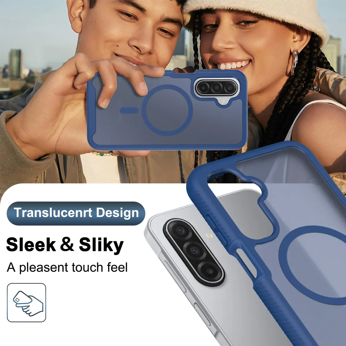 Samsung A17 / A16 / A26 Hoesje Full Protect 360° Cover MagSafe Matte Blauw afbeelding 6