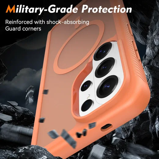 Samsung S26 Ultra Hoesje Full Protect 360° Cover met MagSafe Matte Oranje afbeelding 2
