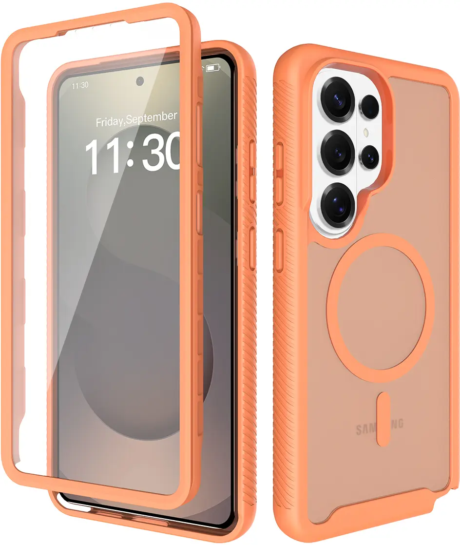 Samsung S26 Ultra Hoesje Full Protect 360° Cover met MagSafe Matte Oranje afbeelding 1