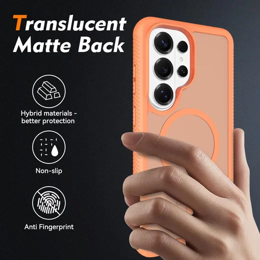 Samsung S26 Ultra Hoesje Full Protect 360° Cover met MagSafe Matte Oranje afbeelding 3