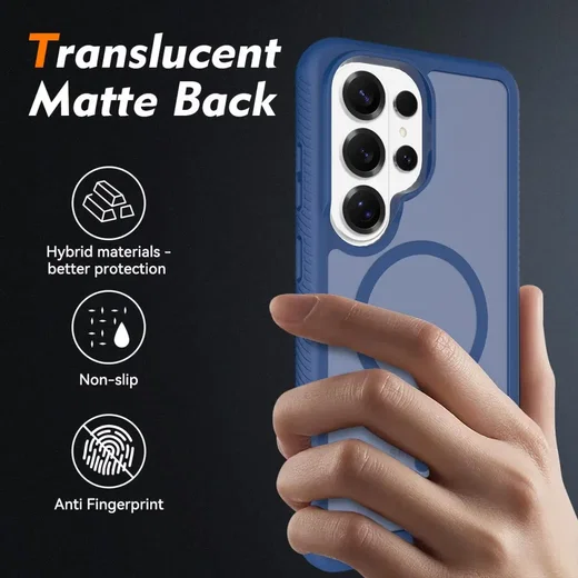 Samsung Galaxy S26 Ultra Hoesje Full Protect 360° Cover met MagSafe Matte Blauw afbeelding 2