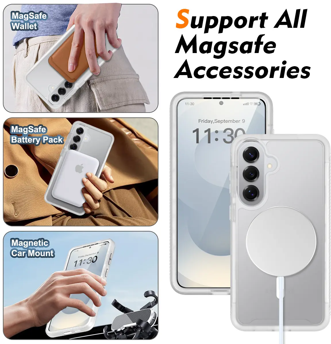 Samsung S26 Plus Hoesje Full Protect 360° Cover met MagSafe Matte Transparant afbeelding 4