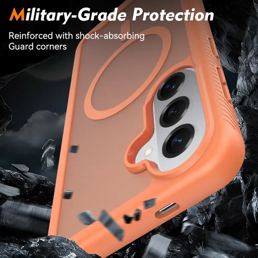 Samsung S26 Plus Hoesje Full Protect 360° Cover met MagSafe Matte Oranje afbeelding 4