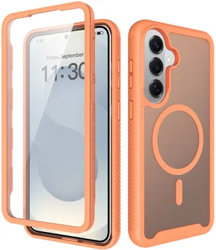 Samsung S26 Plus Hoesje Full Protect 360° Cover met MagSafe Matte Oranje