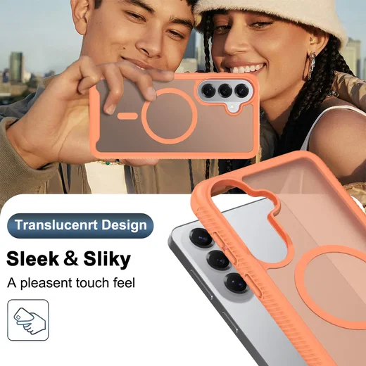 Samsung S26 Plus Hoesje Full Protect 360° Cover met MagSafe Matte Oranje afbeelding 8