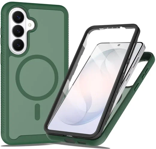 Samsung Galaxy S26 Plus Hoesje Full Protect 360° Cover met MagSafe Matte Groen afbeelding 1