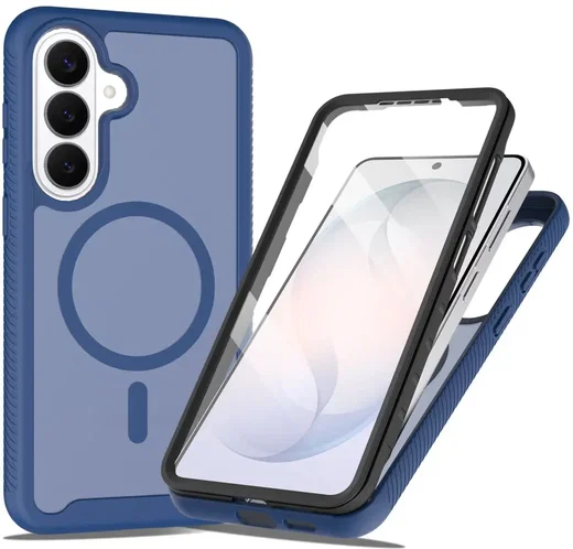 Samsung Galaxy S25 Plus Hoesje Full Protect 360° Cover met MagSafe Matte Blauw afbeelding 1