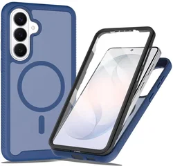 Samsung Galaxy S25 Plus Hoesje Full Protect 360° Cover met MagSafe Matte Blauw afbeelding