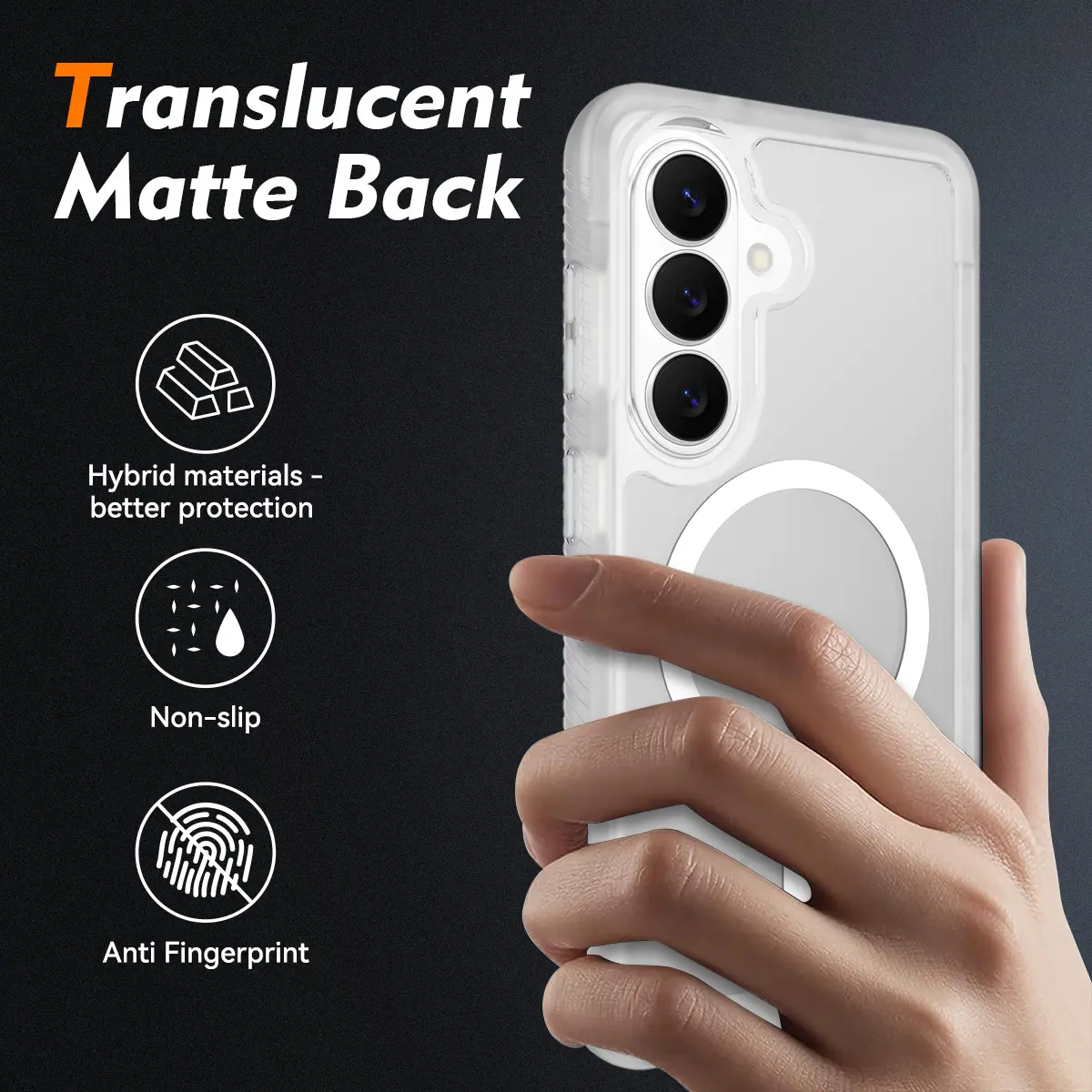 Samsung Galaxy S26 Hoesje Full Protect 360° Cover met MagSafe Matte Transparant afbeelding 2