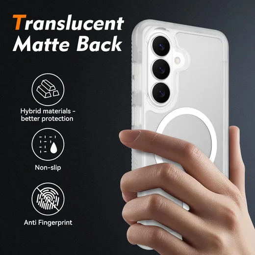 Samsung Galaxy S26 Hoesje Full Protect 360° Cover met MagSafe Matte Transparant afbeelding 2