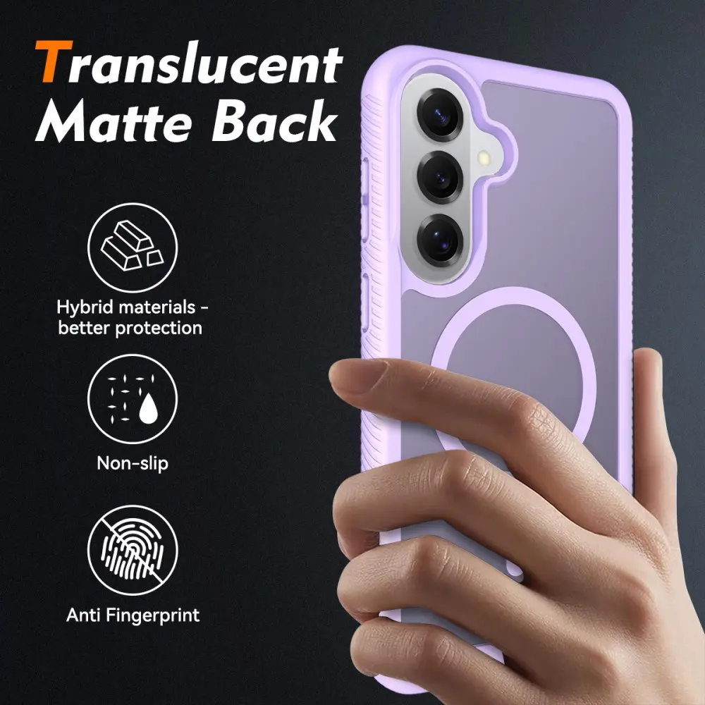Samsung Galaxy S26 Hoesje Full Protect 360° Cover met MagSafe Matte Paars afbeelding 2