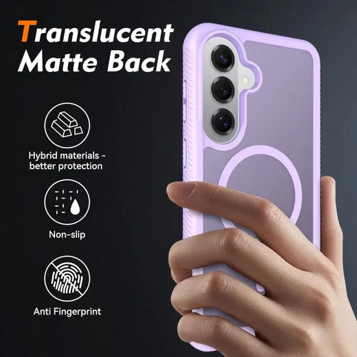 Samsung Galaxy S26 Hoesje Full Protect 360° Cover met MagSafe Matte Paars afbeelding 2