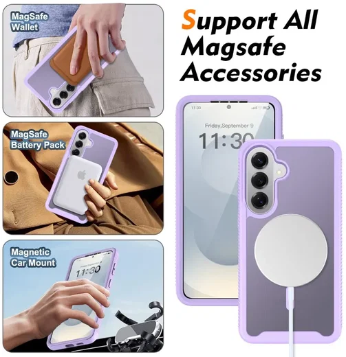 Samsung Galaxy S26 Hoesje Full Protect 360° Cover met MagSafe Matte Paars afbeelding 4