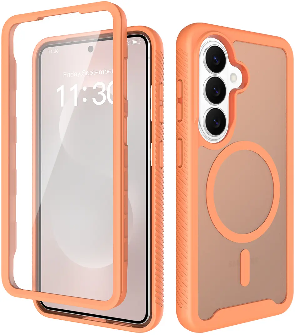 Samsung Galaxy S26 Hoesje Full Protect 360° Cover met MagSafe Matte Oranje afbeelding 1