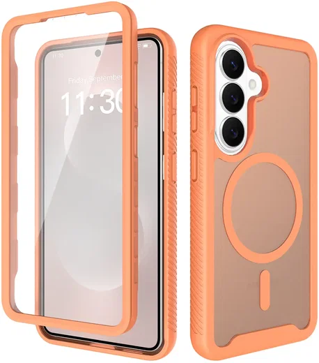 Samsung Galaxy S26 Hoesje Full Protect 360° Cover met MagSafe Matte Oranje afbeelding 1