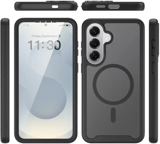 Samsung Galaxy S26 Hoesje Full Protect 360° Cover met MagSafe Matte Zwart afbeelding 5
