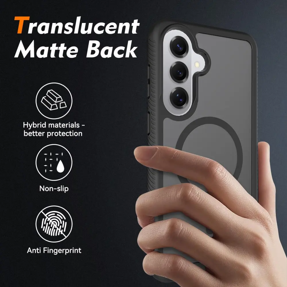 Samsung Galaxy S26 Hoesje Full Protect 360° Cover met MagSafe Matte Zwart afbeelding 2