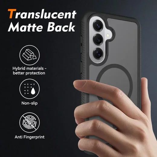 Samsung Galaxy S26 Hoesje Full Protect 360° Cover met MagSafe Matte Zwart afbeelding 2
