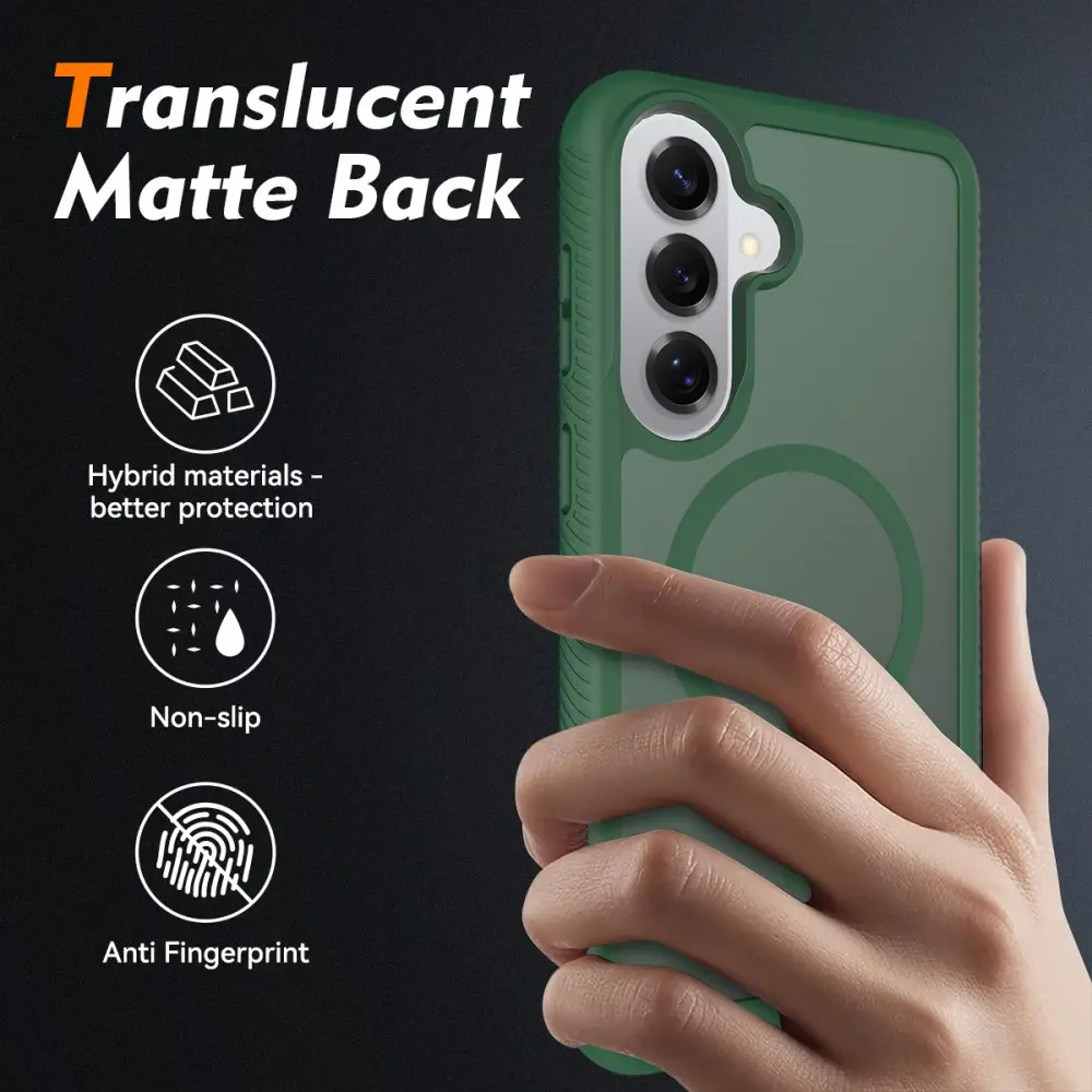 Samsung Galaxy S26 Hoesje Full Protect 360° Cover met MagSafe Matte Groen afbeelding 2