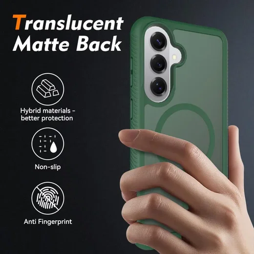 Samsung Galaxy S26 Hoesje Full Protect 360° Cover met MagSafe Matte Groen afbeelding 2