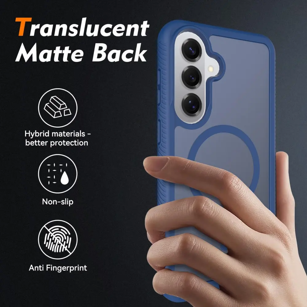 Samsung Galaxy S26 Hoesje Full Protect 360° Cover met MagSafe Matte Blauw afbeelding 2