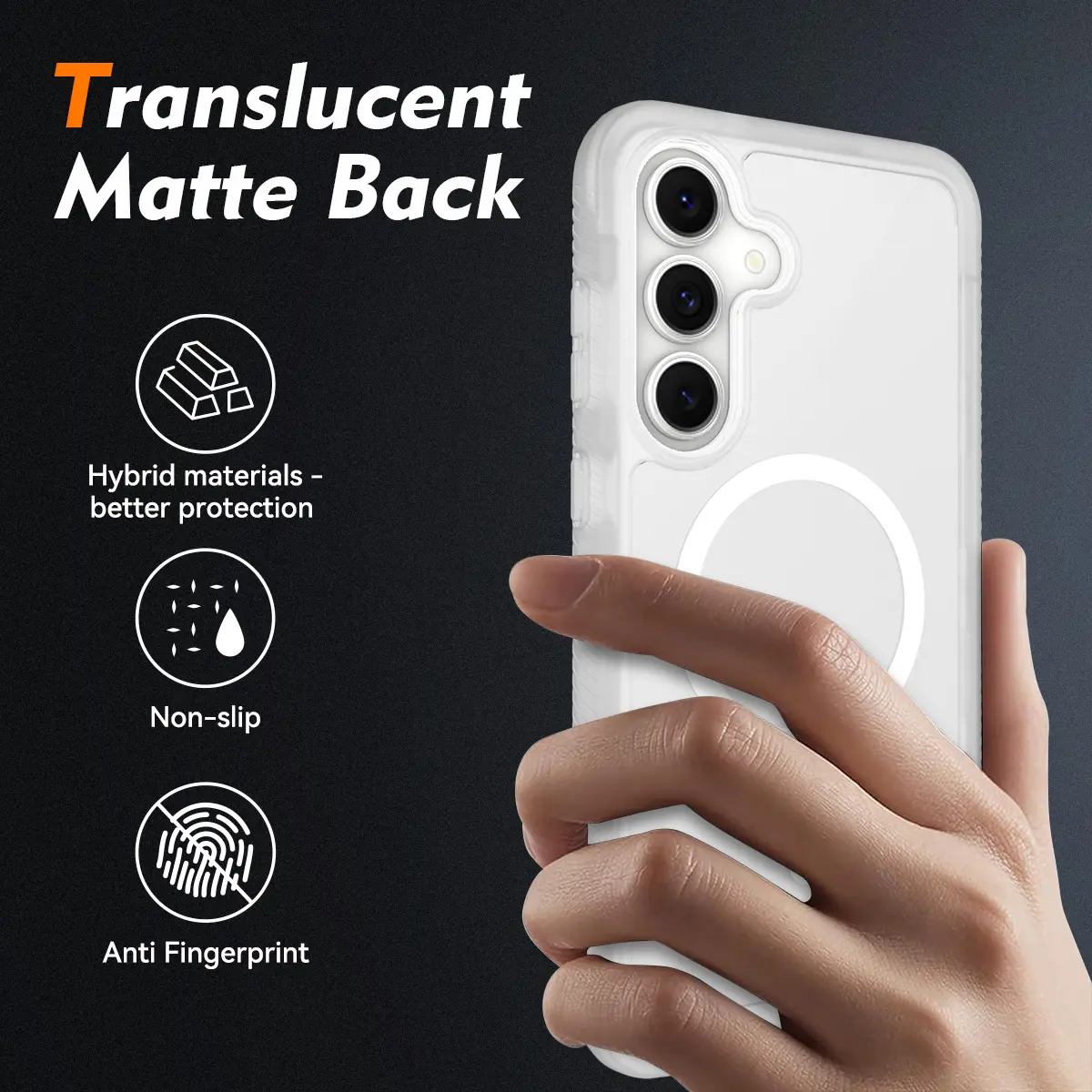 Samsung Galaxy S25 FE Hoesje Full Protect 360° Cover MagSafe Matte Transparant afbeelding 2