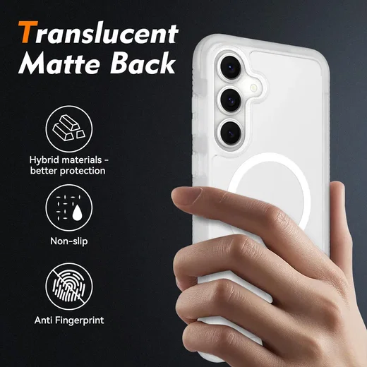 Samsung Galaxy S25 FE Hoesje Full Protect 360° Cover MagSafe Matte Transparant afbeelding 2