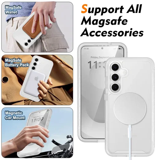 Samsung Galaxy S25 FE Hoesje Full Protect 360° Cover MagSafe Matte Transparant afbeelding 5
