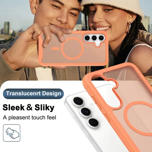 Samsung Galaxy S25 FE Hoesje Full Protect 360° Cover met MagSafe Matte Oranje afbeelding 8