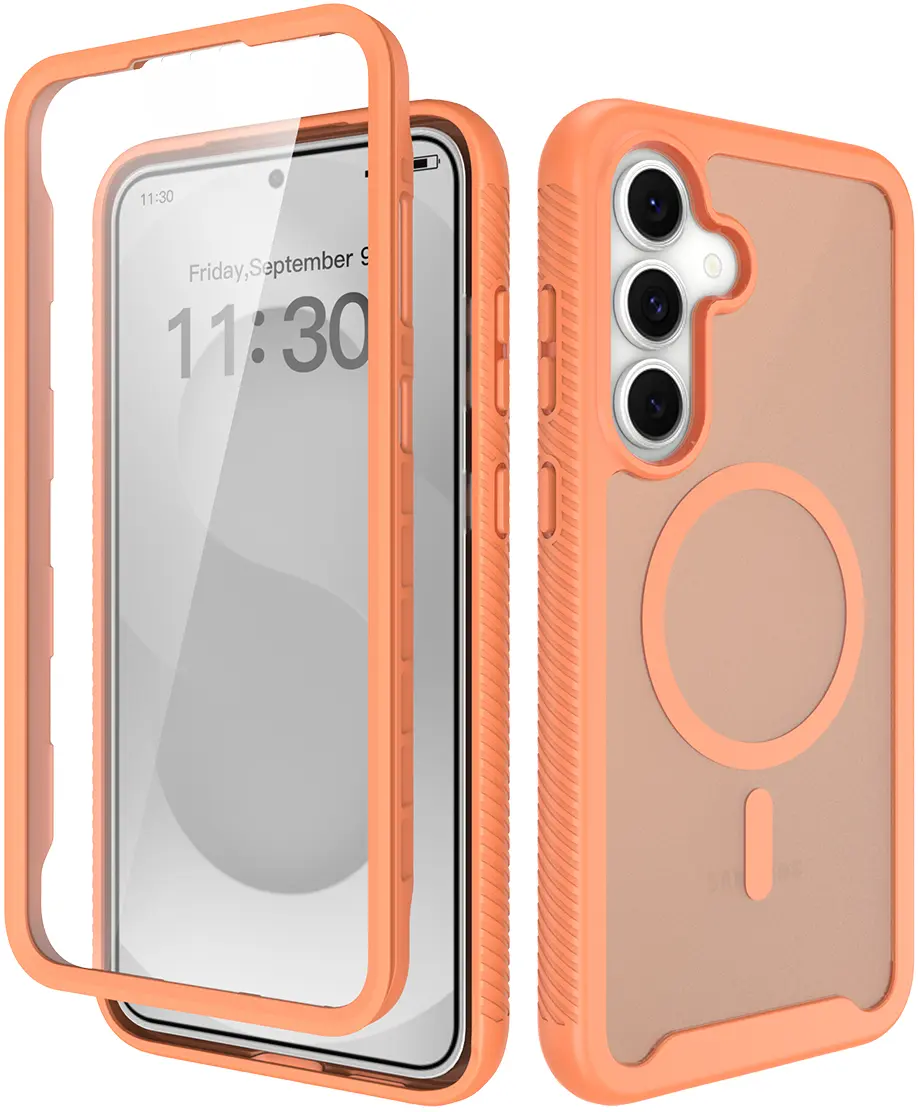 Samsung Galaxy S25 FE Hoesje Full Protect 360° Cover met MagSafe Matte Oranje afbeelding 1