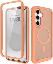 Samsung Galaxy S25 FE Hoesje Full Protect 360° Cover met MagSafe Matte Oranje afbeelding