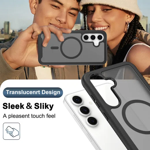 Samsung Galaxy S25 FE Hoesje Full Protect 360° Cover met MagSafe Matte Zwart afbeelding 7
