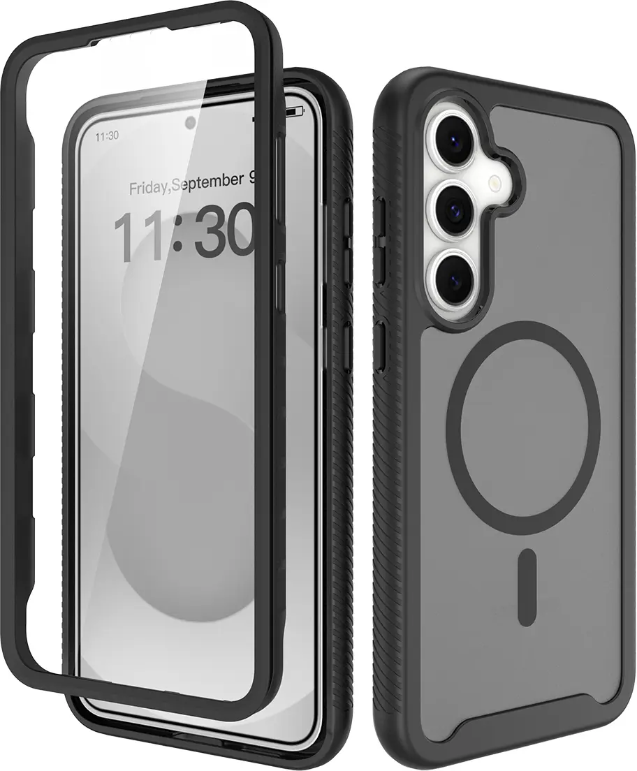 Samsung Galaxy S25 FE Hoesje Full Protect 360° Cover met MagSafe Matte Zwart afbeelding 1