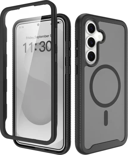 Samsung Galaxy S25 FE Hoesje Full Protect 360° Cover met MagSafe Matte Zwart afbeelding 1