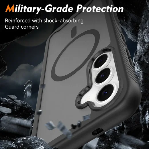 Samsung Galaxy S25 FE Hoesje Full Protect 360° Cover met MagSafe Matte Zwart afbeelding 3