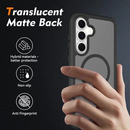 Samsung Galaxy S25 FE Hoesje Full Protect 360° Cover met MagSafe Matte Zwart afbeelding 2