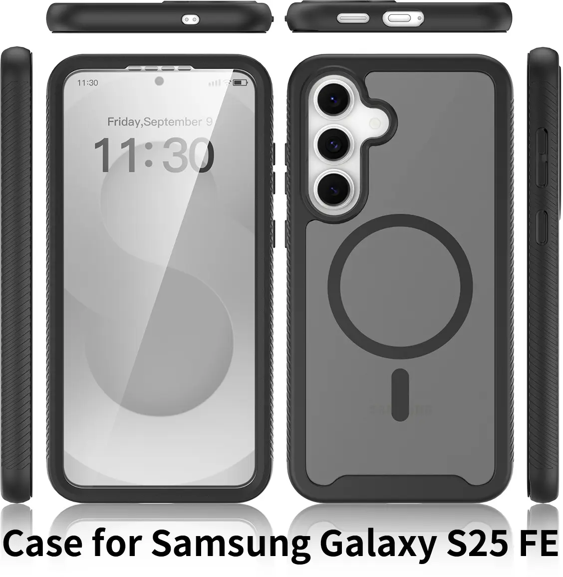 Samsung Galaxy S25 FE Hoesje Full Protect 360° Cover met MagSafe Matte Zwart afbeelding 6