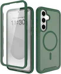 Samsung Galaxy S25 FE Hoesje Full Protect 360° Cover met MagSafe Matte Groen afbeelding