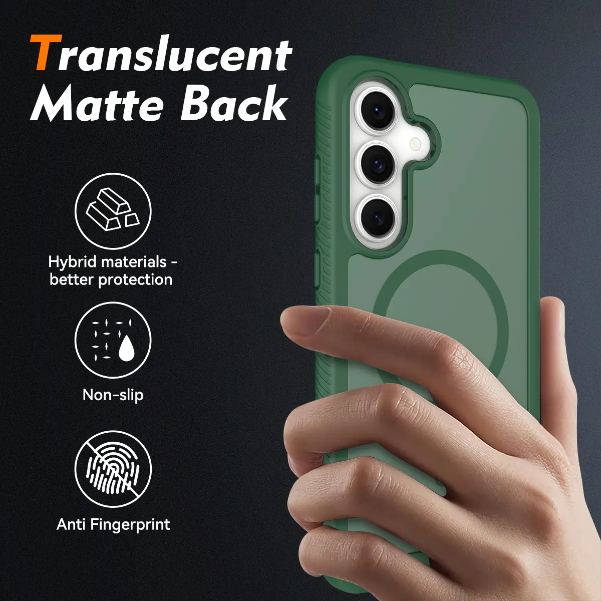 Samsung Galaxy S25 FE Hoesje Full Protect 360° Cover met MagSafe Matte Groen afbeelding 2