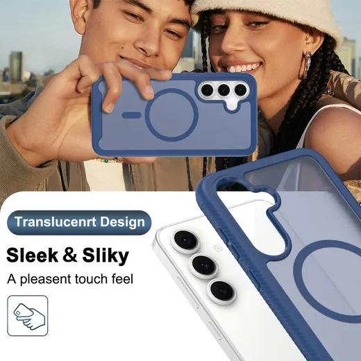 Samsung Galaxy S25 FE Hoesje Full Protect 360° Cover met MagSafe Matte Blauw afbeelding 8