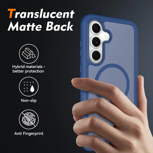 Samsung Galaxy S25 FE Hoesje Full Protect 360° Cover met MagSafe Matte Blauw afbeelding 2