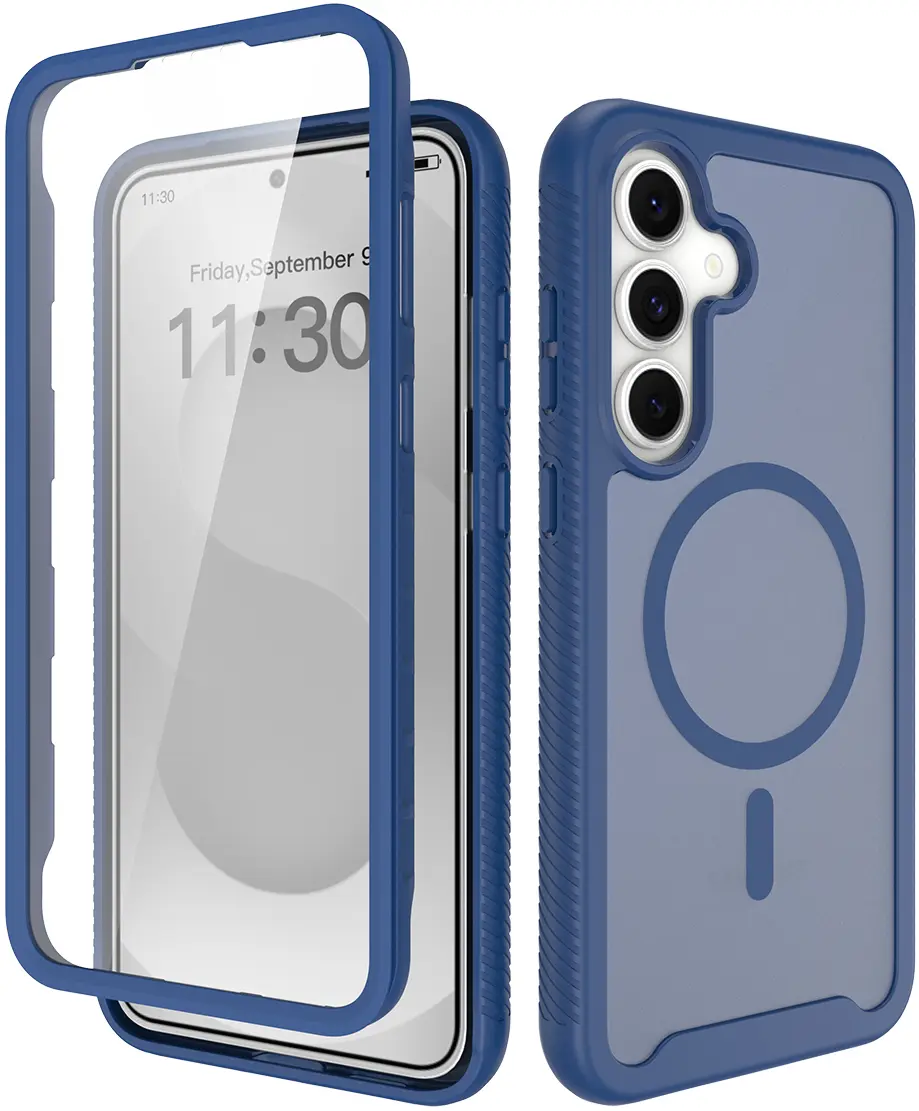 Samsung Galaxy S25 FE Hoesje Full Protect 360° Cover met MagSafe Matte Blauw afbeelding 1
