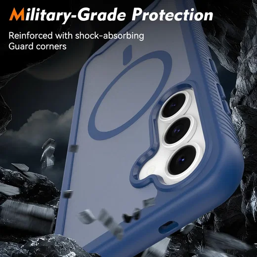 Samsung Galaxy S25 FE Hoesje Full Protect 360° Cover met MagSafe Matte Blauw afbeelding 4