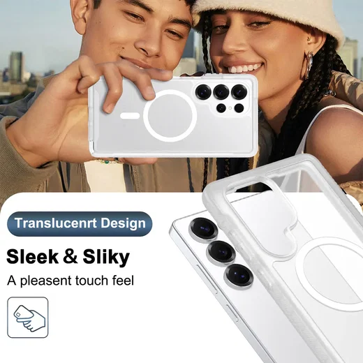 Samsung S25 Ultra Hoesje Full Protect 360° Cover met MagSafe Matte Transparant afbeelding 8