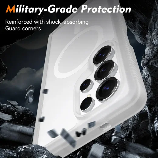 Samsung S25 Ultra Hoesje Full Protect 360° Cover met MagSafe Matte Transparant afbeelding 4