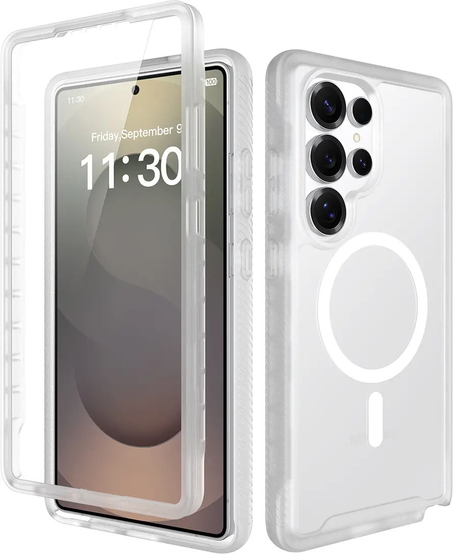 Samsung S25 Ultra Hoesje Full Protect 360° Cover met MagSafe Matte Transparant afbeelding 1