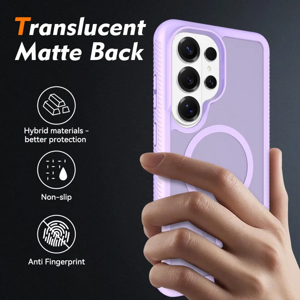 Samsung Galaxy S25 Ultra Hoesje Full Protect 360° Cover met MagSafe Matte Paars afbeelding 2